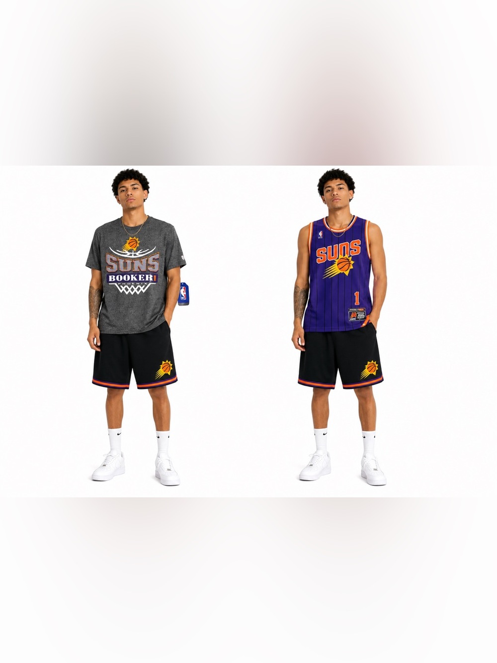 2 - NBA Phoenix Suns Devin Booker #1 Purple Jersey and Gray Tee Set M Medium NWT
